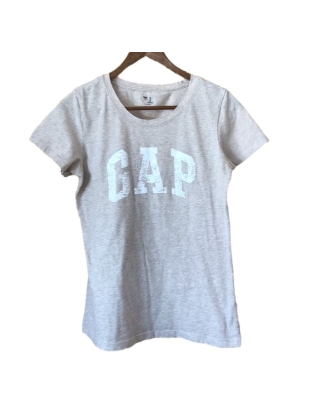 Gap oatmeal heather scoop neck graphic tee size medium